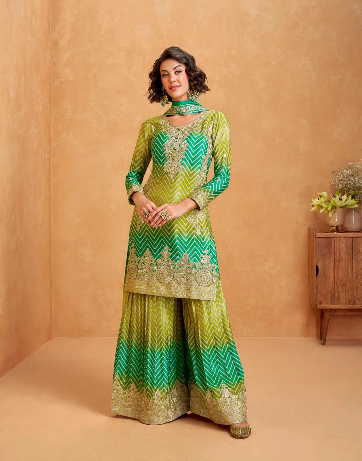 Raaga by Aashirwad 10280 series Chinon Silk Sharara Suit